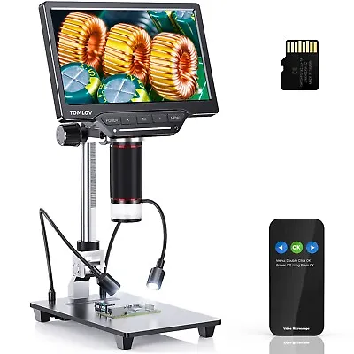 Buy TOMLOV 7  Screen HDMI 16MP 1300X Soldering Microscope Digital Microscope 10 LED • 135.99$