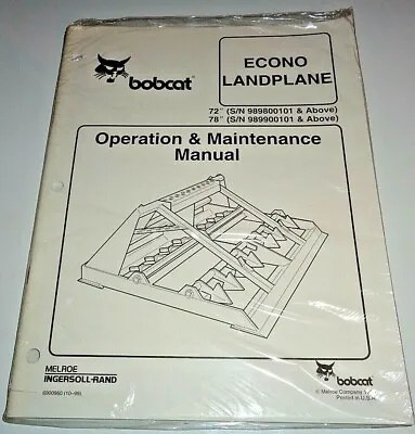 Buy Bobcat 72  & 78  Econo Landplane Operation Maintenance Manual ORIGINAL NOS! 1999 • 10.04$