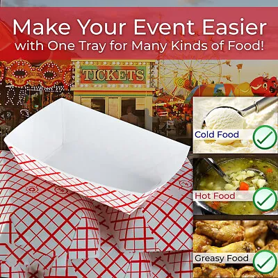 Buy 50PCS Paper Food Tray Boat Disposable Serving Trays For Food, Condiment, Snack • 11.99$