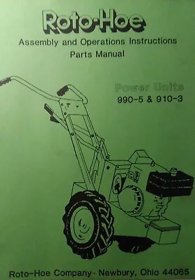 Buy Roto-Hoe 990-5 910-3 Walk Tractor & Tiller Implement Owner & Parts ( 2 Manual S) • 72.99$