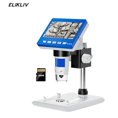 Buy Elikliv Digital Microscope 4.3'' IPS Screen 1000X PC View USB LED Coin Magnifier • 55.87$