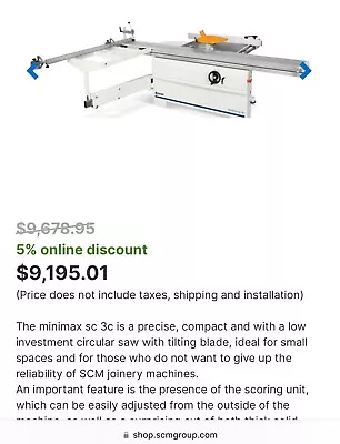 Buy SCM SC3 Classic - 3ph Manual Sliding Table Saw • 999$