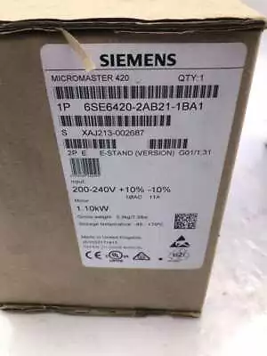 Buy Siemens Micromaster 420 6SE6420-2AB21-1BA1 Frequency Inverter 650Hz Parts/Repair • 452.55$