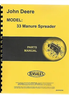 Buy John Deere 33 Manure Spreader Parts Manual Catalog Pc741 • 26.98$