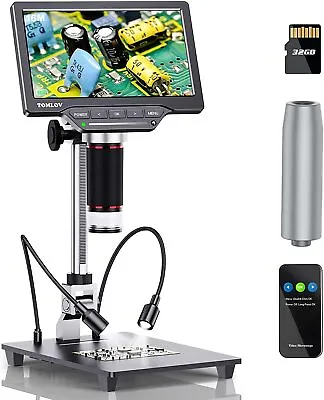 Buy 7  TOMLOV Video Digital Microscope 1080P 1200X Zoom Soldering Microscope 32GB • 149$
