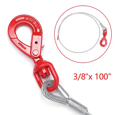 Buy Winch Cable 3/8x 100in Replacement Wire Rope Tow Truck Flatbed Swivel Galvanized • 97.94$