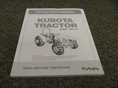 Buy Kubota M5L-111 Tractor Owner Operator Maintenance Manual User Guide • 139.30$