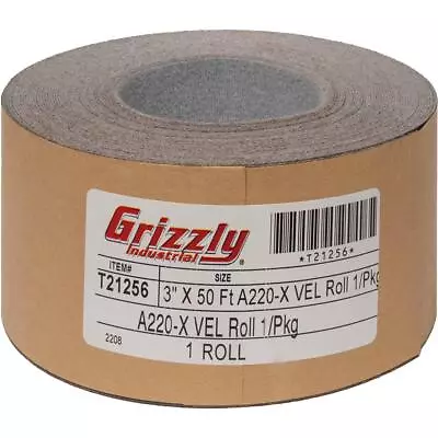 Buy Grizzly T21256 3  X 50' A/O Sanding Roll 220 Grit, H&L • 80.95$