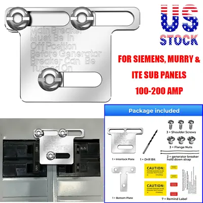 Buy Generator Interlock Kit For Siemens , Murry & ITE Sub 100 & 200 Amp Main Panel • 33.59$