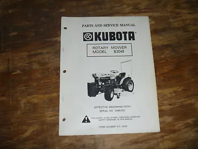 Buy Kubota B3048 Rotary Mower Parts Catalog Shop Service Repair Manual • 46.90$