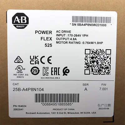 Buy Allen-Bradley 25B-A4P8N104 PowerFlex 525 0.75KW(1HP) AC Drive • 395.89$