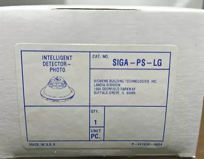 Buy Siemens Intelligent Detector-Photo SIGA-PS-LG FIRE ALARM SMOKE SIEMENS • 39.99$
