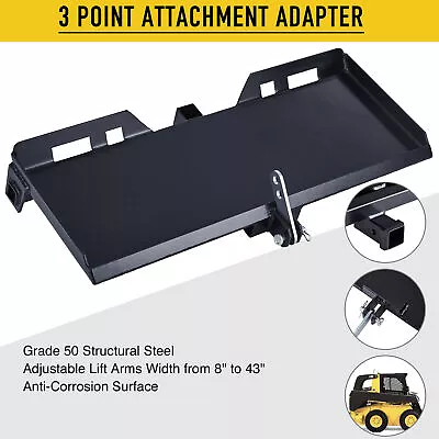 Buy 3-Point Attachment Adapter Heavy-Duty 47  Steel For Bobcat Kubota Skid Steer • 166.08$