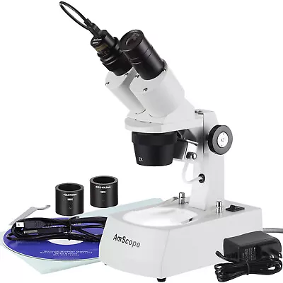 Buy AmScope 10X-20X-30X-60X Stereo Microscope With LED Lighting And USB Camera • 254.99$