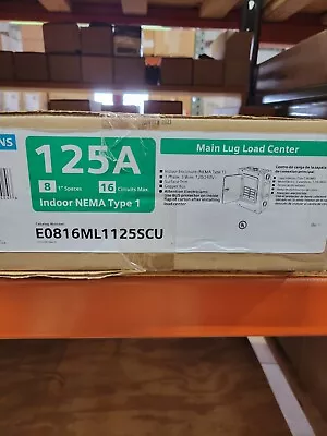 Buy Siemens E0816ml1125scu Main Lug Load Center Indoor Nema Type1 125a Sealed In Box • 60$