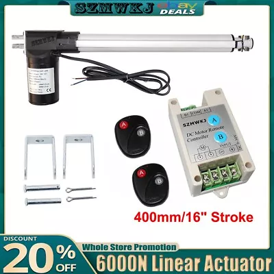 Buy US 6000N 16  12V Electric Linear Actuator + Motor Controller +Brackets Auto Lift • 84.99$