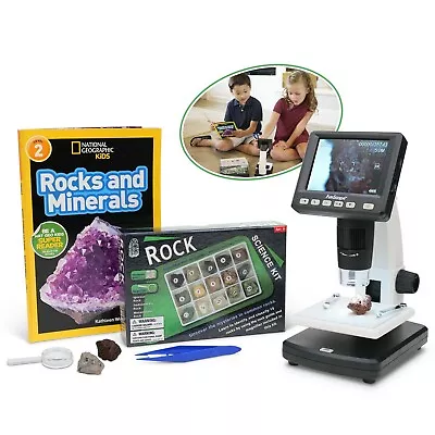 Buy IQCREW Amscope Kids Portable LCD Digital Microscope With Rock And Mineral Kit • 124.99$