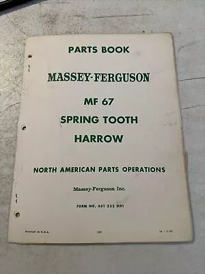Buy Vintage 1966 Massey Ferguson Mf 67 Spring Tooth Harrow Parts Book • 13.95$