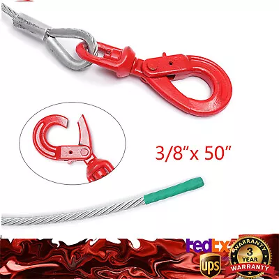 Buy Winch Cable 3/8''x50''/100'' Self Locking Swivel Hook Tow Flatbed Truck Lifting • 16.94$