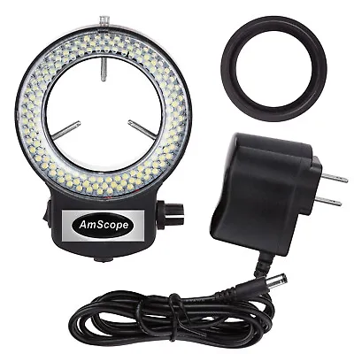 Buy AmScope 144-LED Adjustable Compact Microscope Ring Light +Adapter W Black Finish • 49.99$