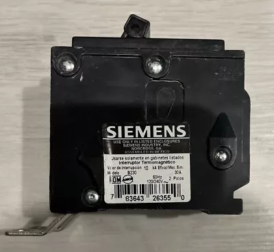 Buy Siemens B230 30A 240V Type BL 2 Pole Bolt On Circuit Breaker • 14.50$