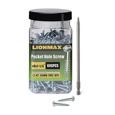 Buy Pocket Hole Screws,  Wood Screws #8 X 1-1/4  600PCS Washer Head With Coarse Thre • 39.99$