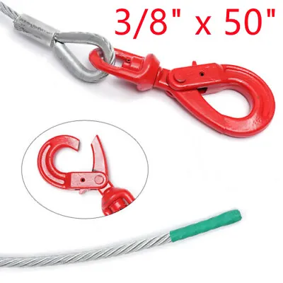 Buy 3/8''x50'' Wire Rope Winch Cable Self Tow Truck Flatbed Load Locking Swivel Hook • 43$