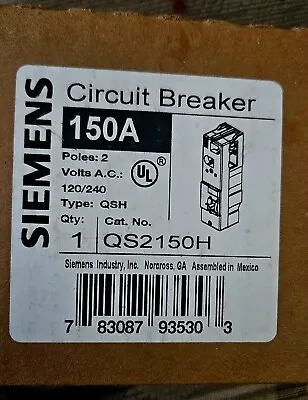 Buy New Siemens Qs2150h 150 Amp Qsh Circuit Breaker 2 Pole 120/240 Vac • 200$