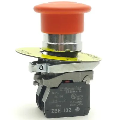 Buy Schneider Electric ZB4BT84 E-Stop Push Button W/ (2x) ZBE-102 Contact Blocks • 55$