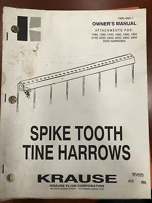 Buy Krause Owners Manual Spike Tooth Tine Harrows #1900-800-1 • 3$