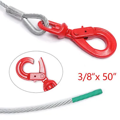 Buy 4.5/5T Winch Cable 3/8x50/100  Self Locking Swivel Hook Tow Flatbed Truck Lift • 45.12$