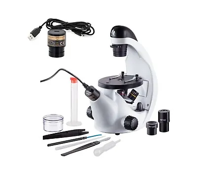Buy IQCrew 40x-500x Portable Inverted LED Compound Microscope, Slide, 1MP Camera Kit • 135.99$