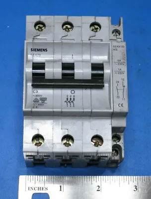 Buy Siemens 5SX2 3-pole 5SX23 C3 3 Amp Circuit Breaker With 5SX9100 Aux Contacts • 9.95$