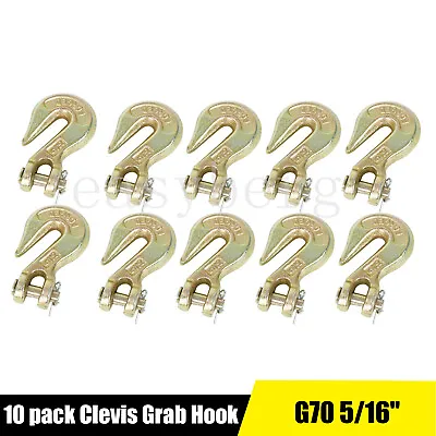 Buy 10Pack G70 5/16  Clevis Grab Hook Flatbed Truck Trailer Transport Tow Chain Hook • 33.09$