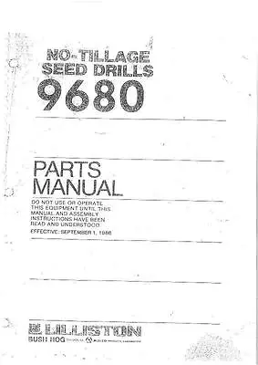 Buy Lilliston No Till Grain Drill - Model 9680 Parts Manual • 19$