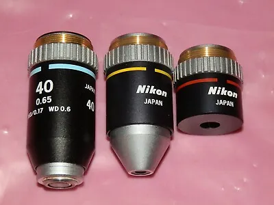 Buy Set Of Nikon Microscope Objective Lens E 04X 10X 40X Labophot Optiphot • 64$