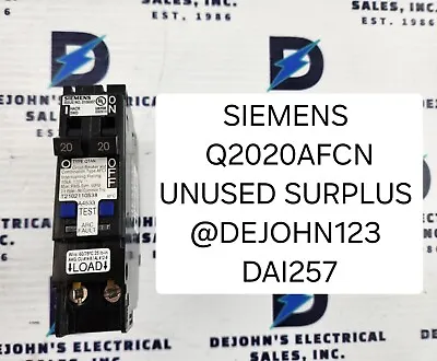 Buy Siemens Q2020afcn Combo Af Circuit Breaker, Tandem 20a, 120v, Unused Surplus • 50$