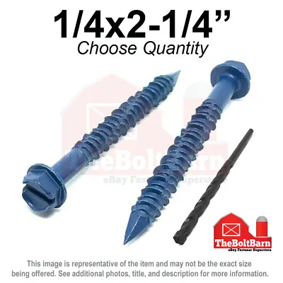 Buy 1/4x2-1/4  Slotted Hex Washer Head Phillips Diamond Tip Concrete Screws Blue • 20.42$
