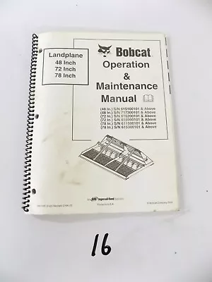 Buy Bobcat Skid Steer Landplane 48 72 78  Operators Manual  • 19.99$
