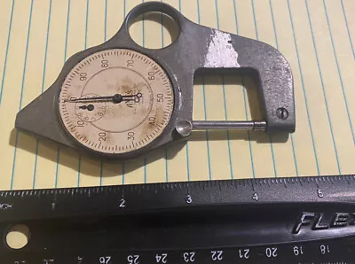 Buy VINTAGE AMES THICKNESS GAUGE PRECISION DIAL MICROMETER 1000ths INCHES -HAND HELD • 41.99$