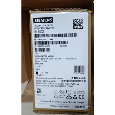 Buy New Siemens 6SE6 440-2UC17-5AA1 6SE6440-2UC17-5AA1 MICROMASTER440 Without Filter • 353.19$