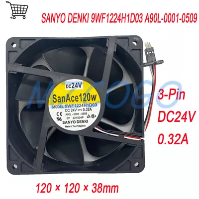 Buy For SANYO SanAce120 DENKI Cooling Fan A90L-0001-0509 9WF1224H1D03 0.32A 24V 3Pin • 23.68$