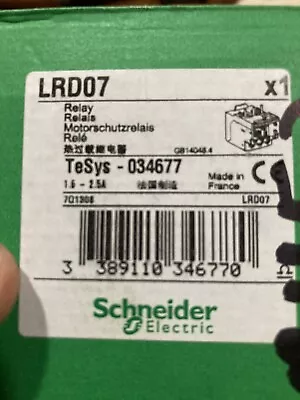 Buy Schneider LRD07 TeSys Thermal Overload Relay 1.6 - 2.5 A NEW • 16$