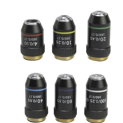 Buy 195 Achromatic Objective Lens 4X 10X 20X 40X 60X 100X For Biological Microscope • 24.09$