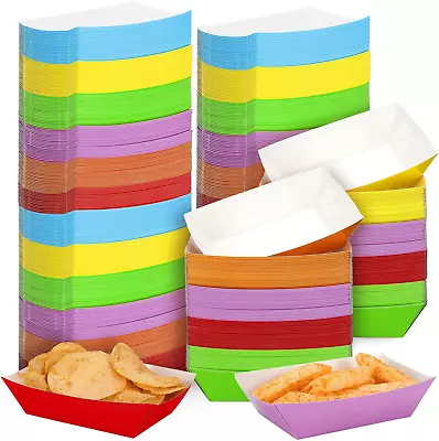 Buy 240 Pcs Disposable Paper Food Trays 1 Lb Small Paper Food Boats Rainbow Multicol • 43.14$