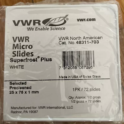 Buy Pkg-72 Super Frost Plus White VWR Microscope Slides • 15$