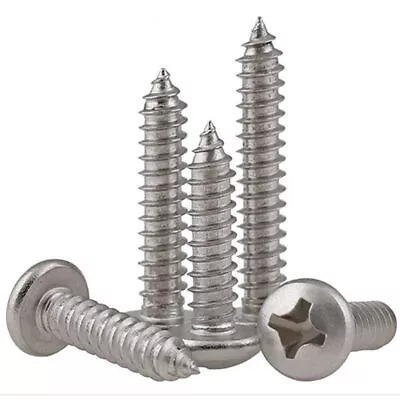 Buy 10-100PCS 304 Stainless Phillips Round Pan Head Bolts Self-Tapping Sheet Screw • 7.09$