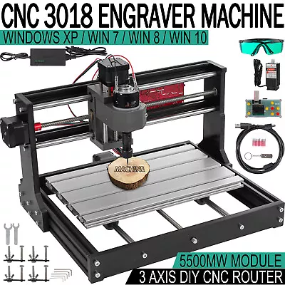 Buy 3018 PRO CNC Router Machine 3 Axis Engraving PCB Wood DIY Mill+5500mw Laser Head • 235.90$