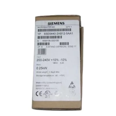Buy New Siemens 6SE6440-2AB12-5AA1 6SE6 440-2AB12-5AA1 MICROMASTER440 Without Filter • 505.92$