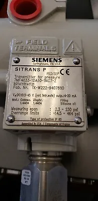 Buy NEW Siemens 7MF4033-1BA00-1NC7-Z Sitrans P Pressure Transmitter • 250$